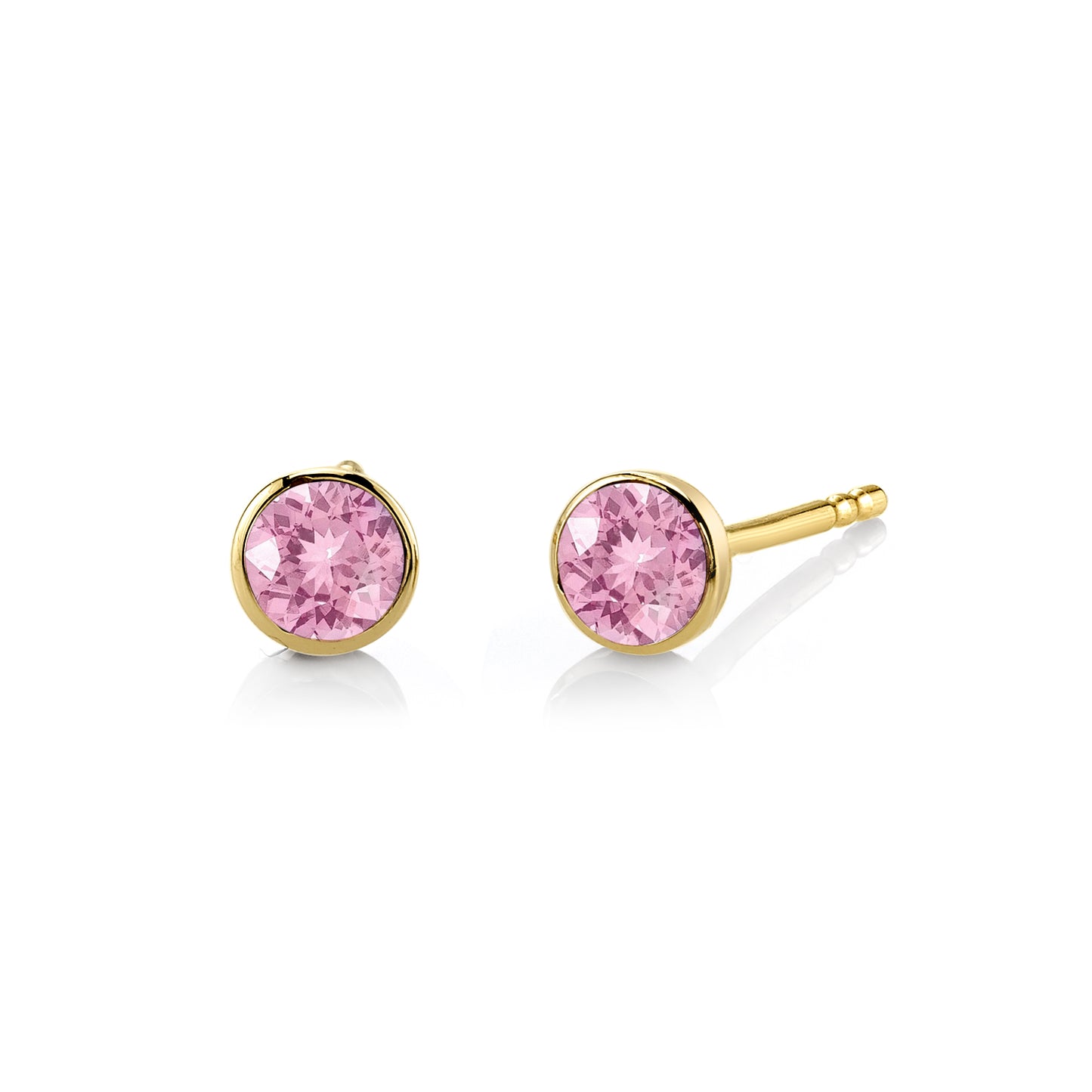 Tiny Pink Sapphire Bezel Stud