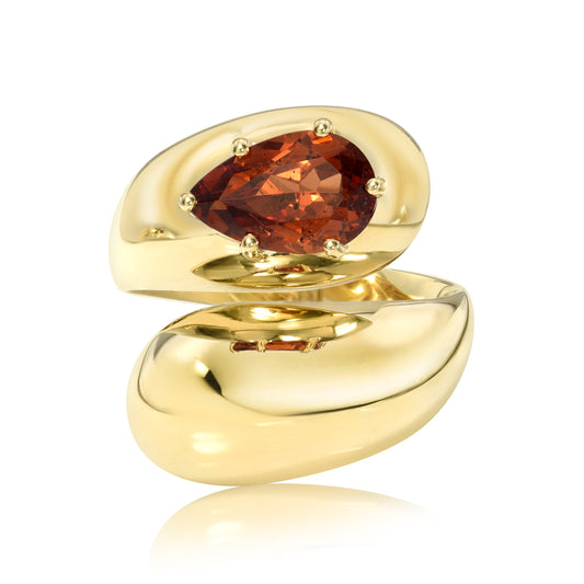 One of a Kind Petal Wrap Ring XL with Spessartine Garnet