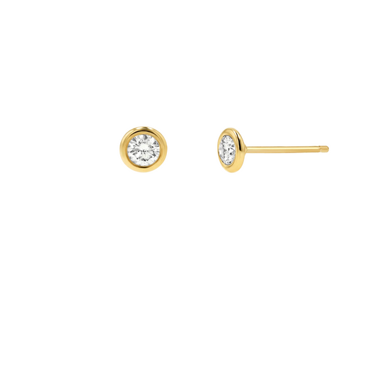 Tiny Diamond Bezel Stud, Single
