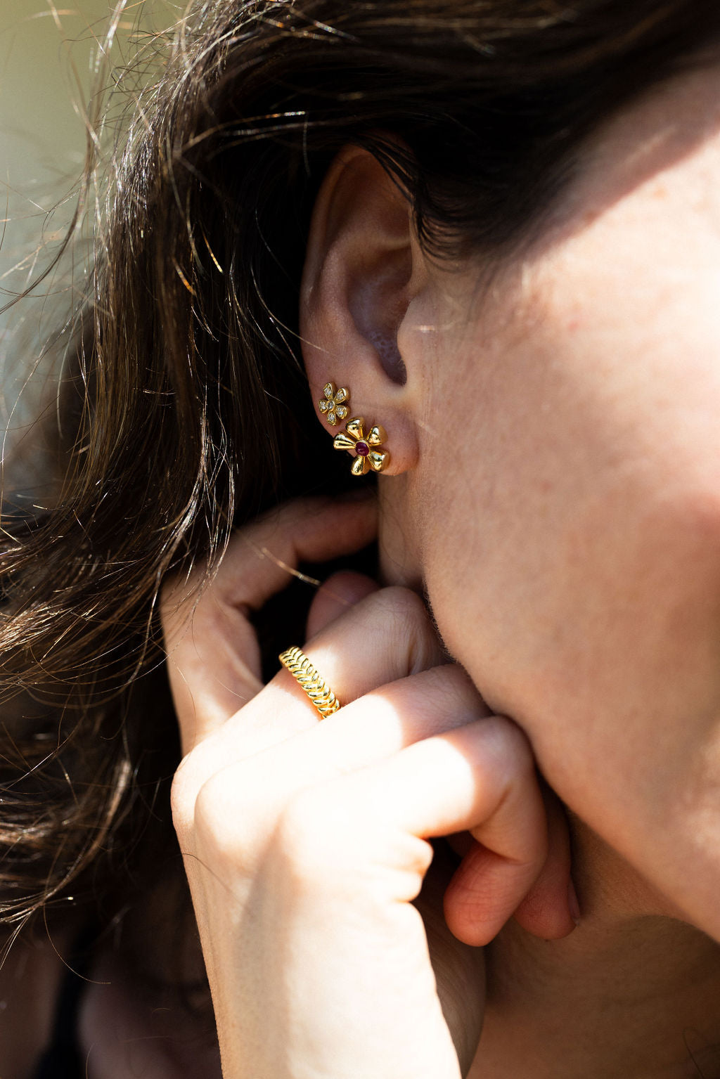 Whisper Flower Ruby Studs