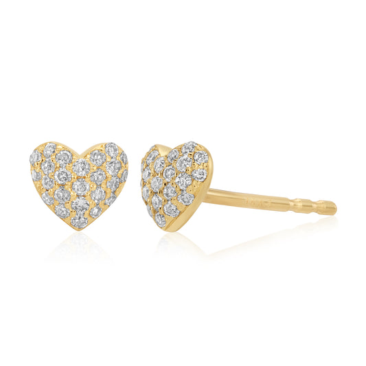 Tiny Diamond Puffy Heart Stud