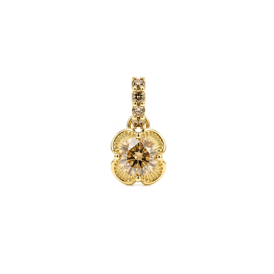 One-of-a-kind Art Clover Pendant with Champagne Diamonds