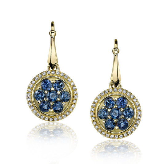 Sapphire Forget Me Not Drop Earrings