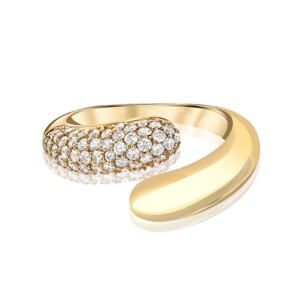 Petal Wrap Ring with Half Pave Diamonds