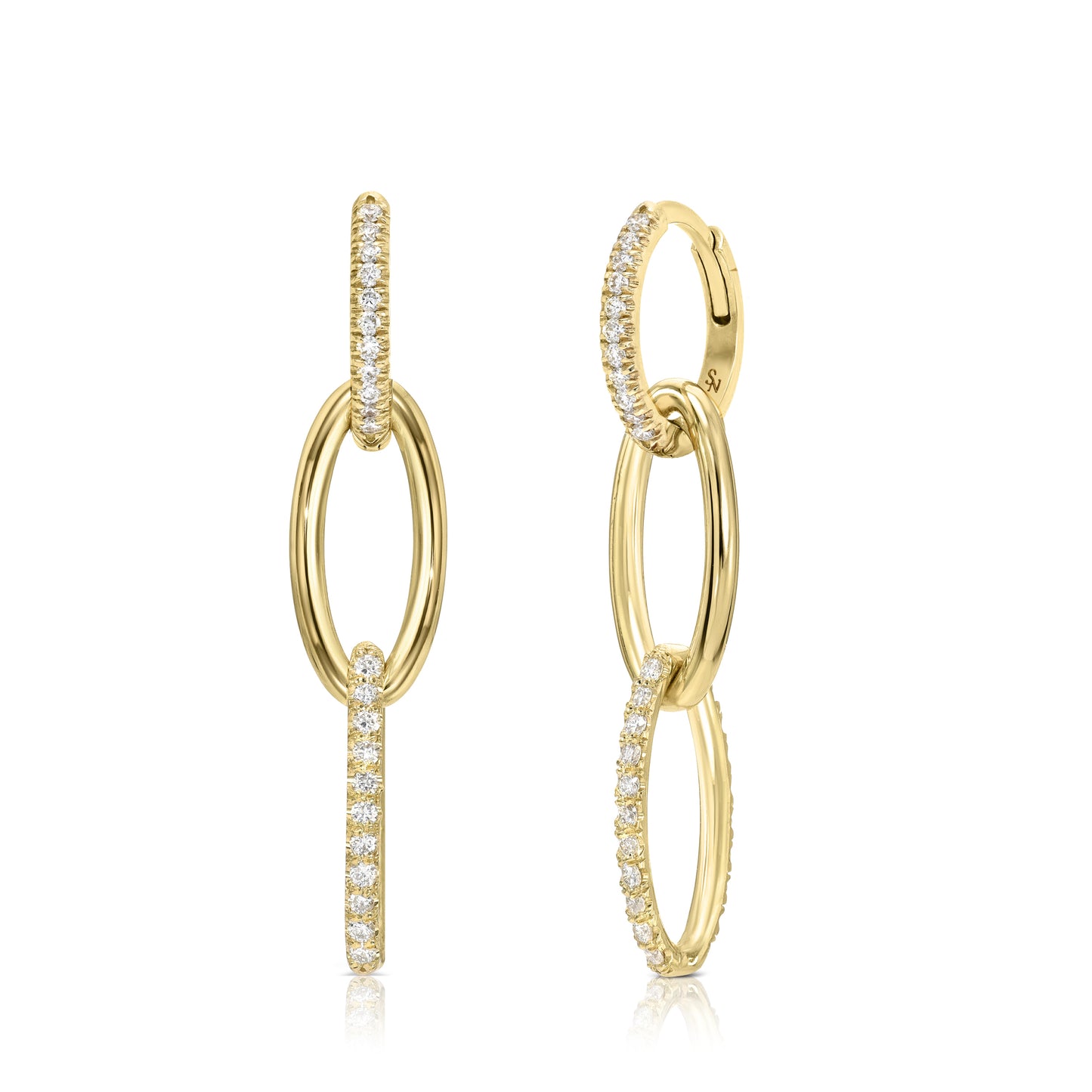Oval Chain Link Hoops with Diamonds
