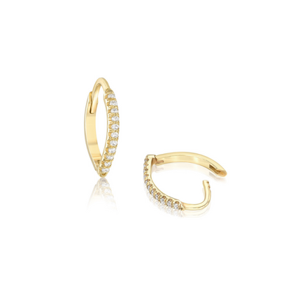 Marquise Hoops with Diamonds - 14 mm