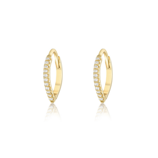 Marquise Hoops with Diamonds - 14 mm