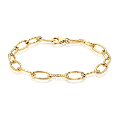 Oval Link Chain Bracelet with Pave Link