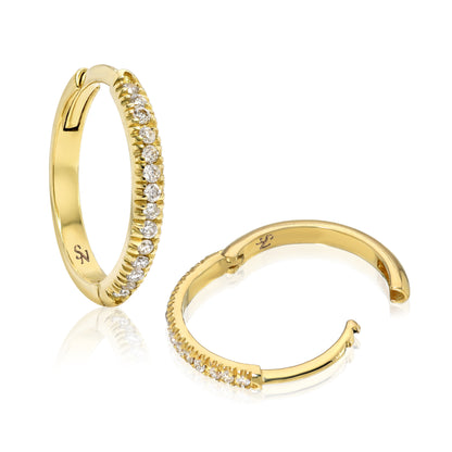 Huggie Hoop with Diamonds - 13 mm, Single