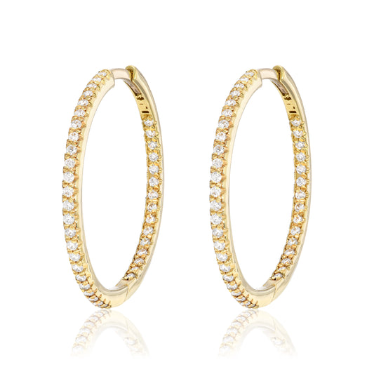 One Inch Diamond Hoops Inside and Out