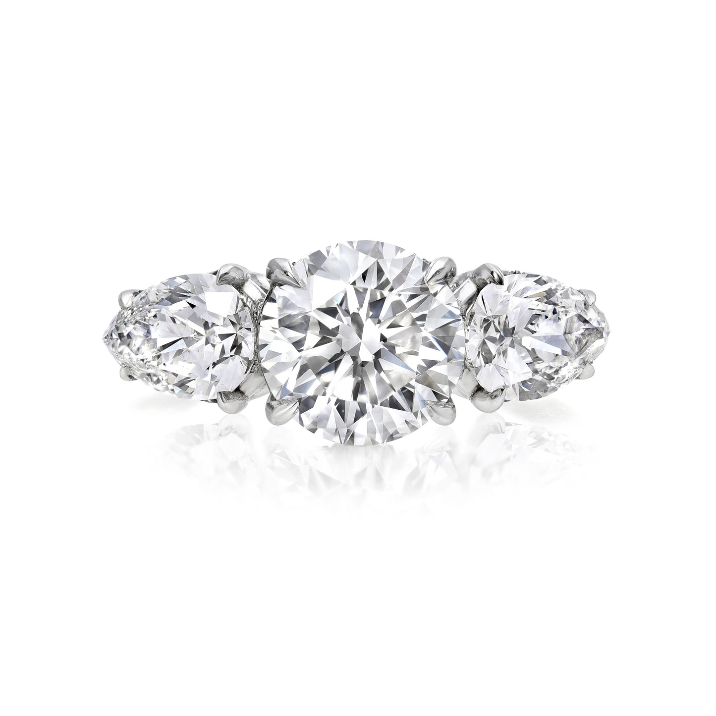 Three Stone Ring with Pear Sides