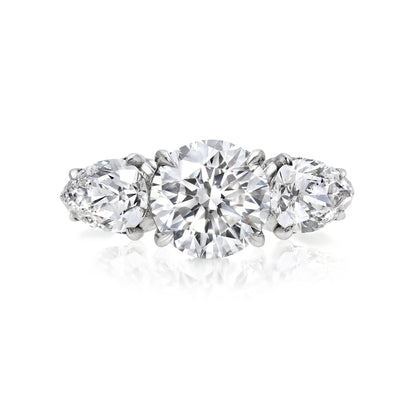 Three Stone Ring with Pear Sides