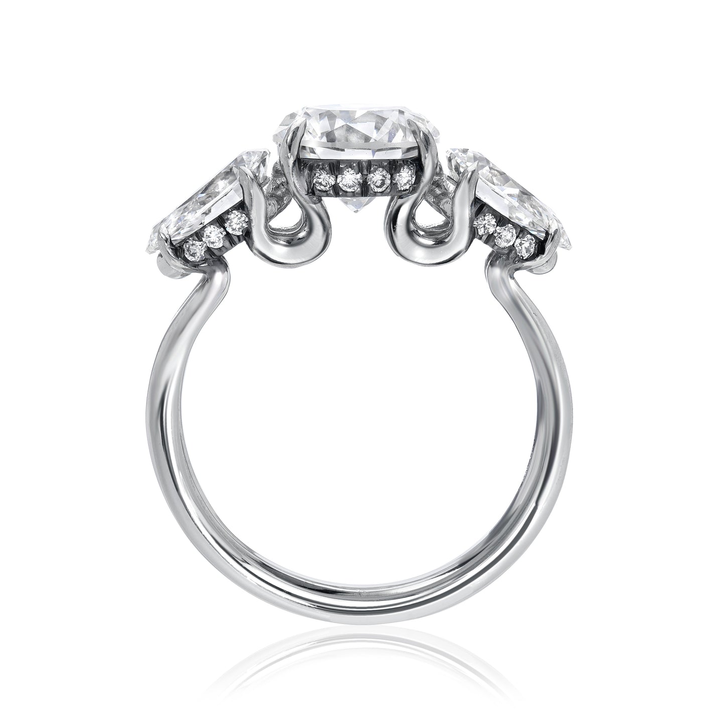 Three Stone Ring with Pear Sides