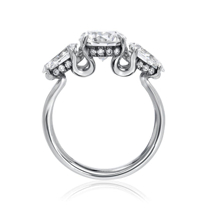 Three Stone Ring with Pear Sides