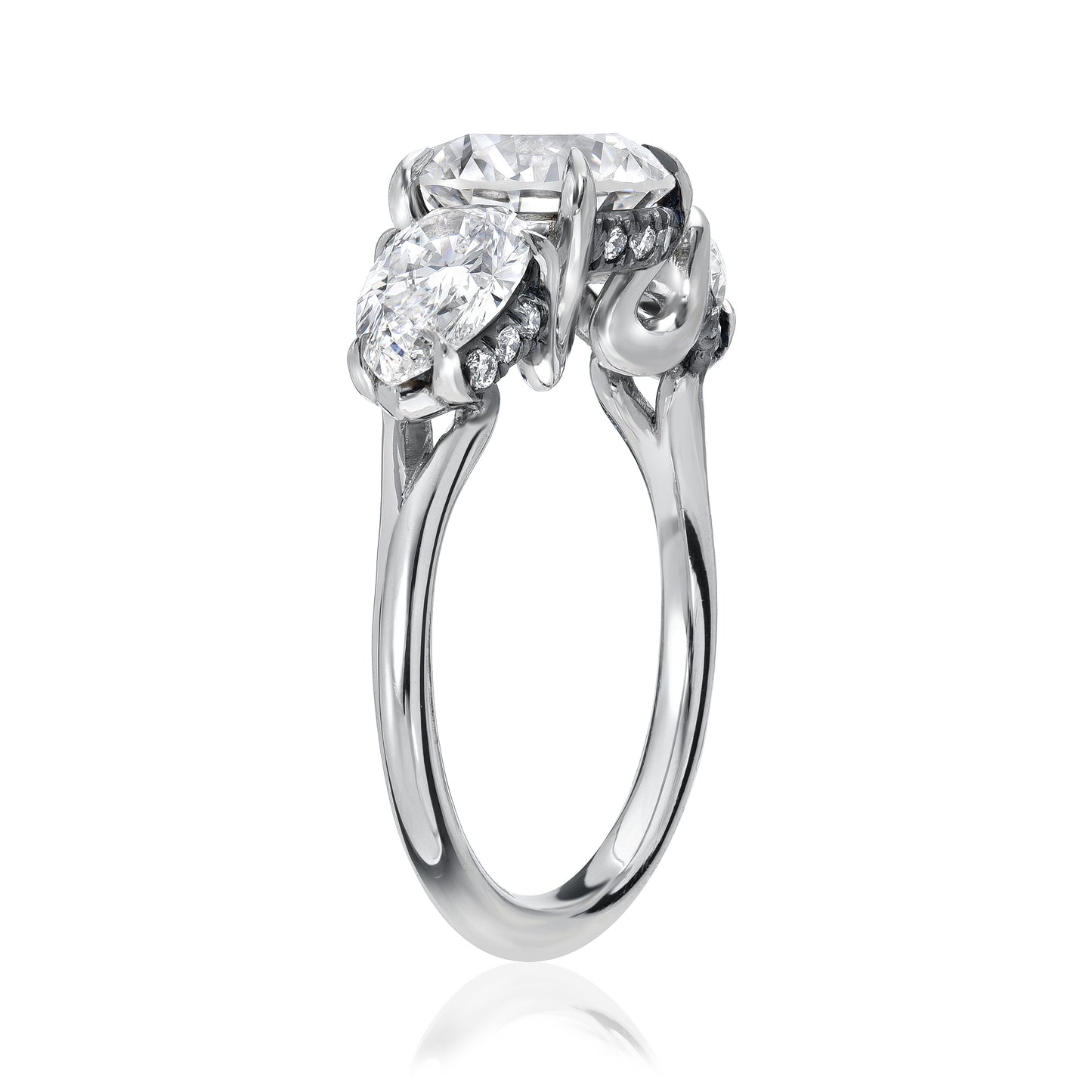 Three Stone Ring with Pear Sides