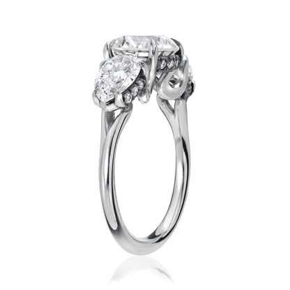 Three Stone Ring with Pear Sides