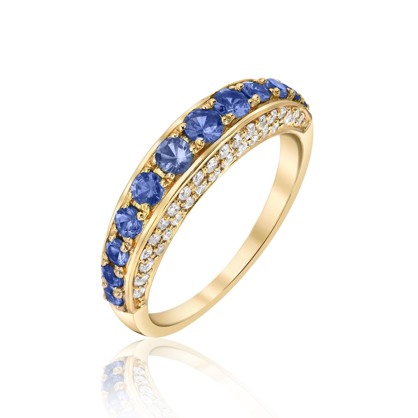 Arc Ring with Blue Sapphire and Diamonds