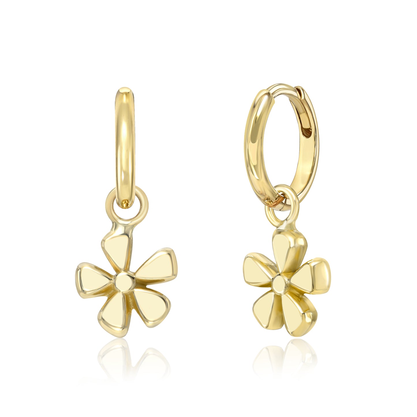 Petite Whisper Flower Charm Hoops