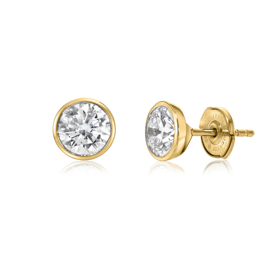 Round Diamond Bezel Studs