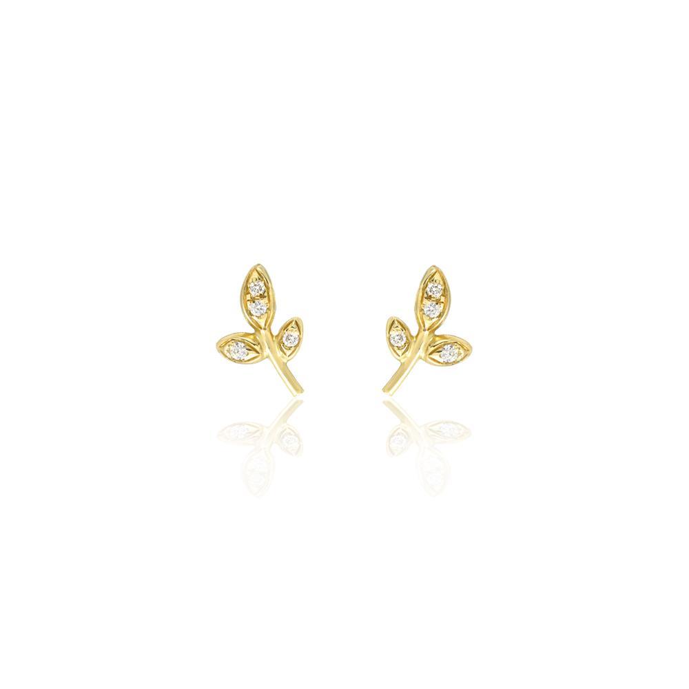 Petite Diamond Leaf Studs