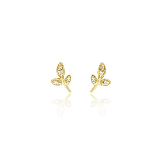 Petite Diamond Leaf Studs