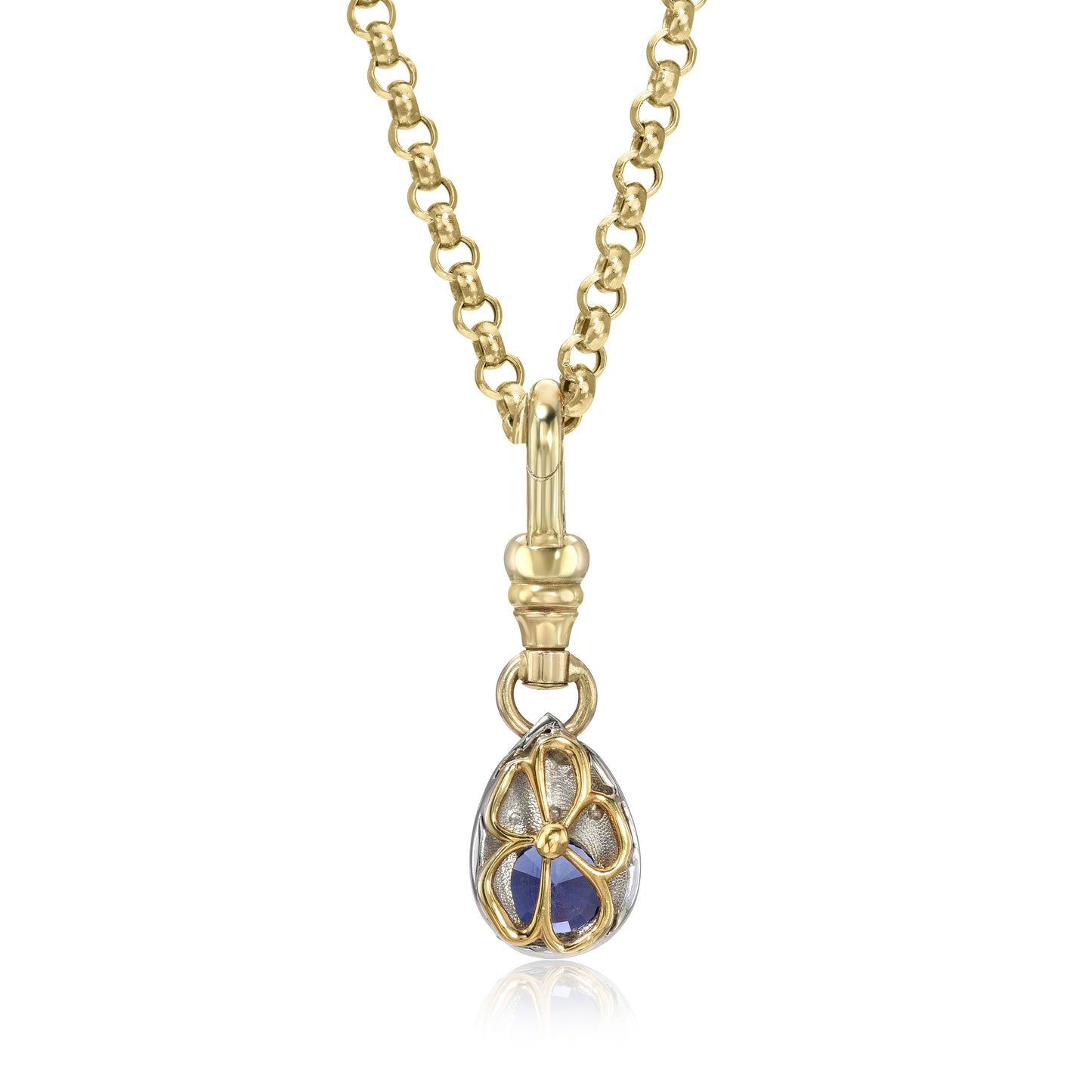 Purple Sapphire Cluster Dog Clip Pendant