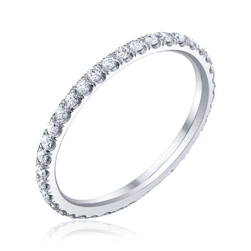 Small Split Prong Diamond Band in White Gold - Size 5.5